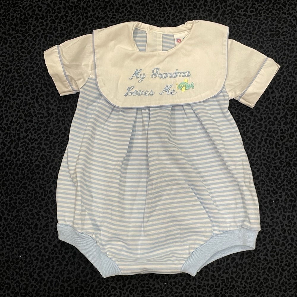Vintage Alexis Boys One Piece Romper Baby 3M Summer My Grandma Lovesā Me - Picture 2 of 4